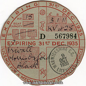 1935 tax disc